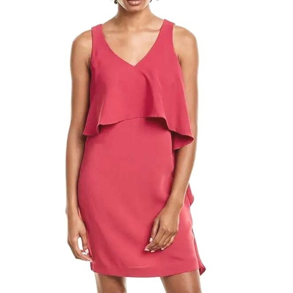 Trina Turk Junya Popover Ruffle Dress Pink Asymmetrical Cocktail Size 6 NWT‎